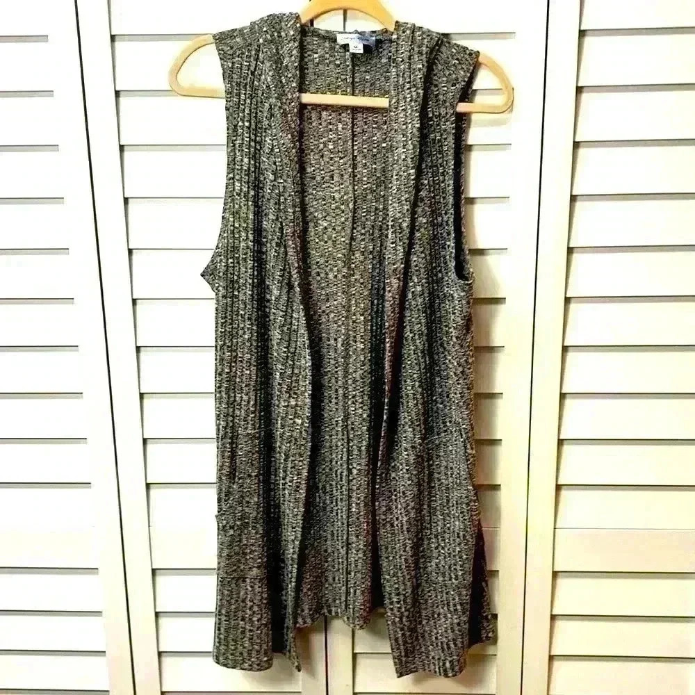 Indigo Rose Hooded Sleeveless Duster Size Medium
